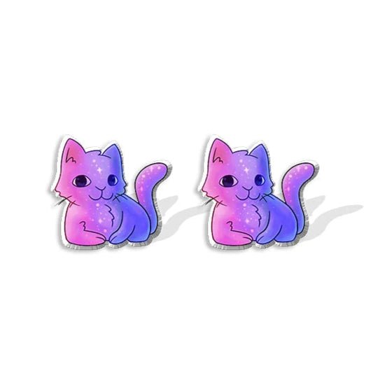 Bisexual Pride Cat Kittens colourful earrings