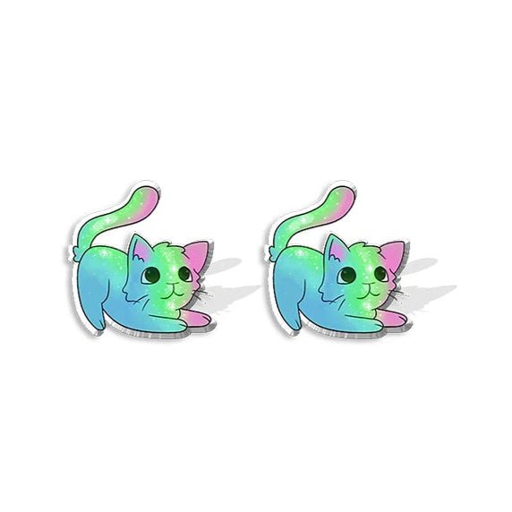 Poly Pride Cat Kittens earrings