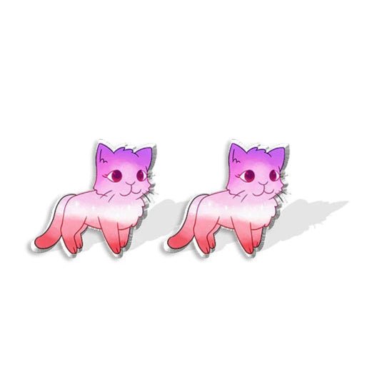 Lesbian Pride Cat Kittens earrings