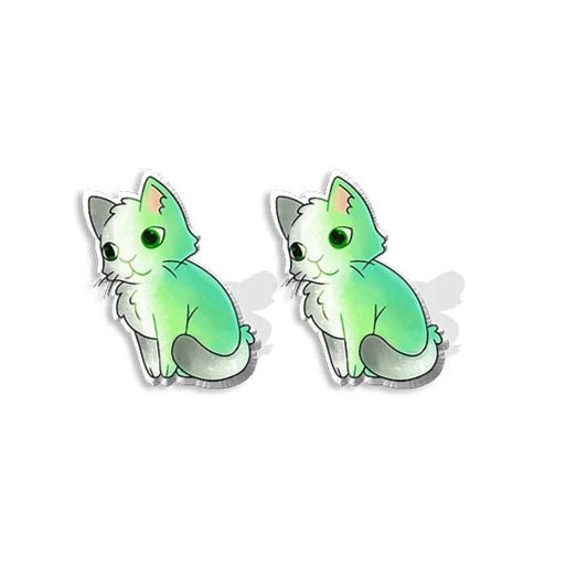 Aromantic Pride Cat Kittens earrings