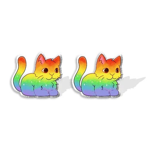 Rainbow Pride Cat Kittens earrings