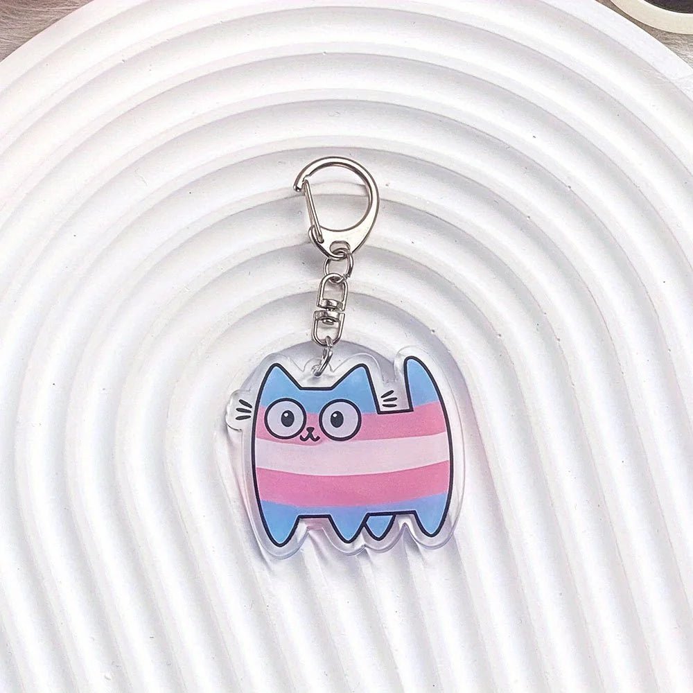 Pride Flag Cat - acrylic keyring or bag charm