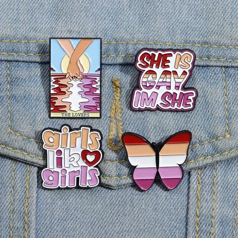 Show off your enamel pins with the Pride Flag Fist enamel pins—choose from Ace, Bi, Pan, Lesbian, Rainbow, and Trans designs—perfect for celebrating pride on your denim jacket!.