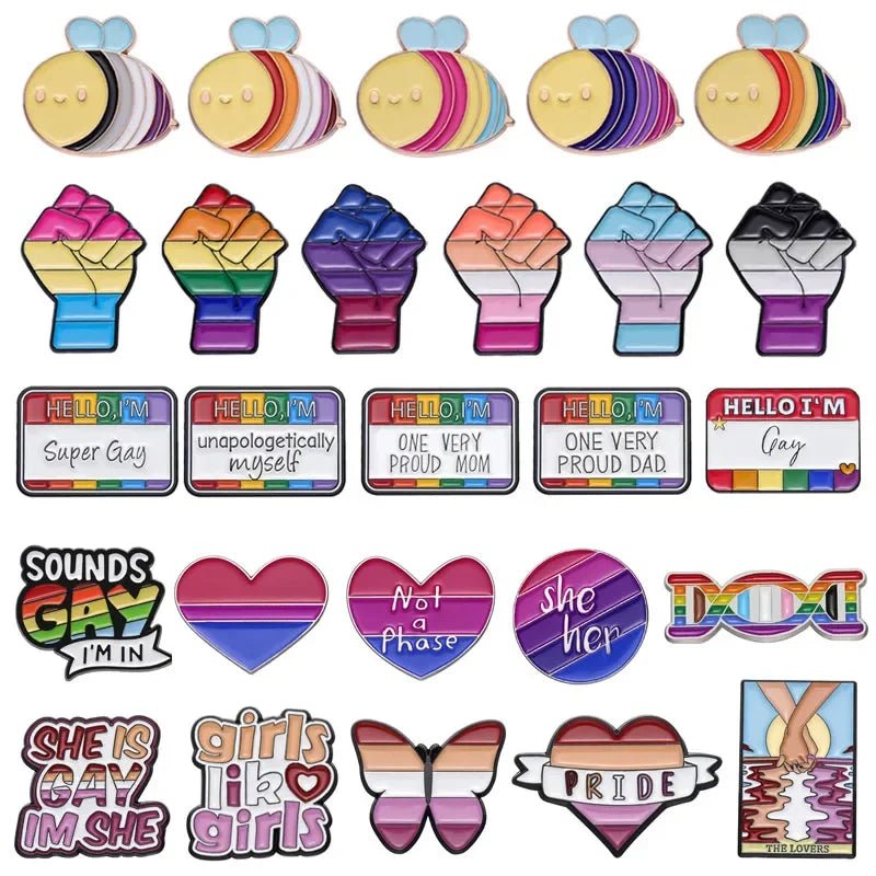 Discover our Pride Flag Fist enamel pins featuring Ace, Bi, Pan, Lesbian, Rainbow, and Trans designs—perfect for showing off your LGBTQ+ pride with colorful flair.
