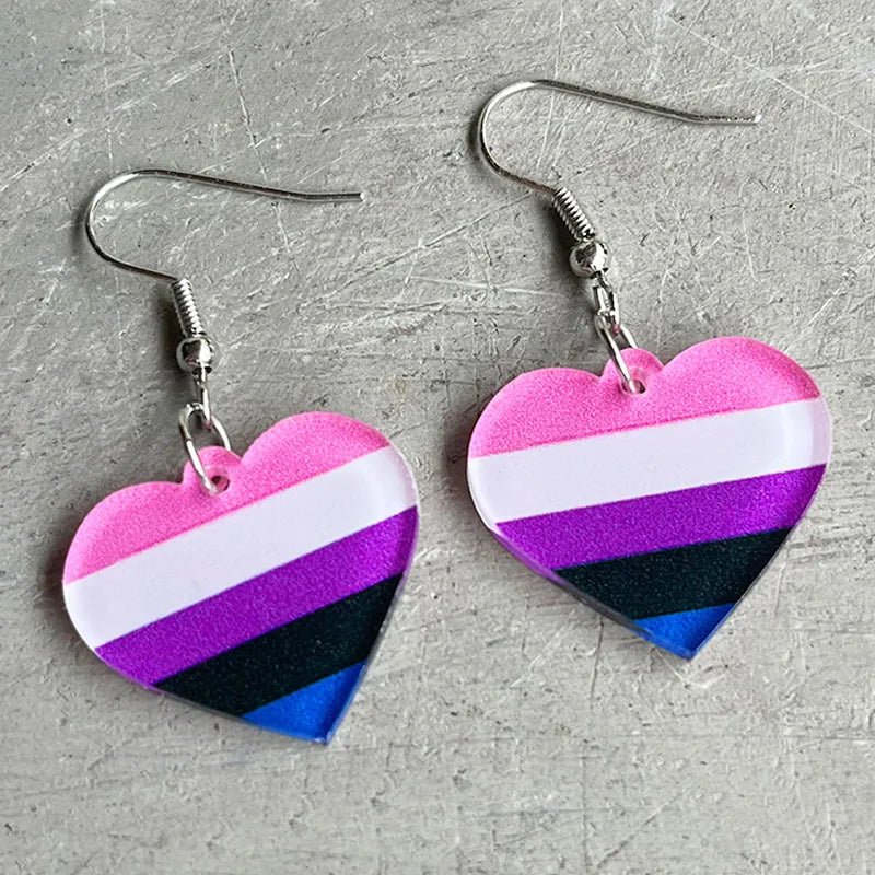 Pride flag heart shaped earrings - 9 pride flags