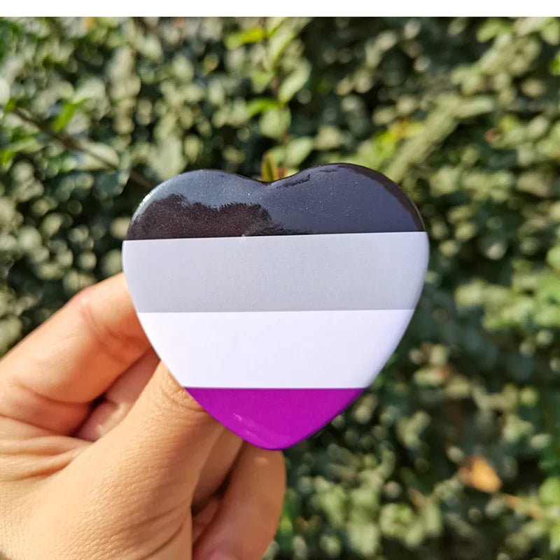 Pride Flag Metal Heart Badge - Pansexual, Genderqueer, Bisexual, Trans, Rainbow, Asexual