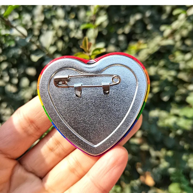 Pride Flag Metal Heart Badge - Pansexual, Genderqueer, Bisexual, Trans, Rainbow, Asexual
