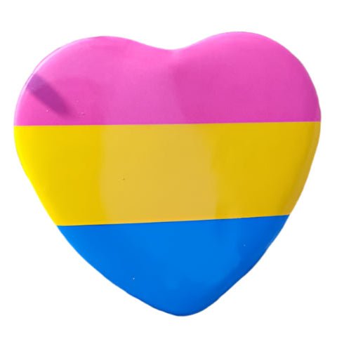 Pride Flag Metal Heart Badge - Pansexual, Genderqueer, Bisexual, Trans, Rainbow, Asexual