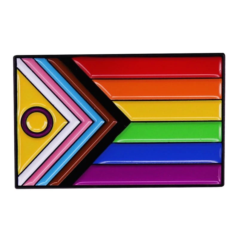 Progress Pride Flag Enamel Lapel Pin - Inclusive LGBTQ+ Pride Badge ...