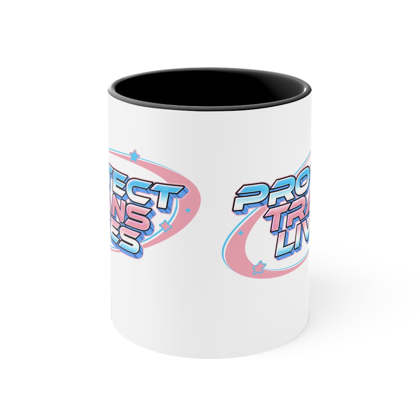 Protect Trans Lives cup - colourful accent mug