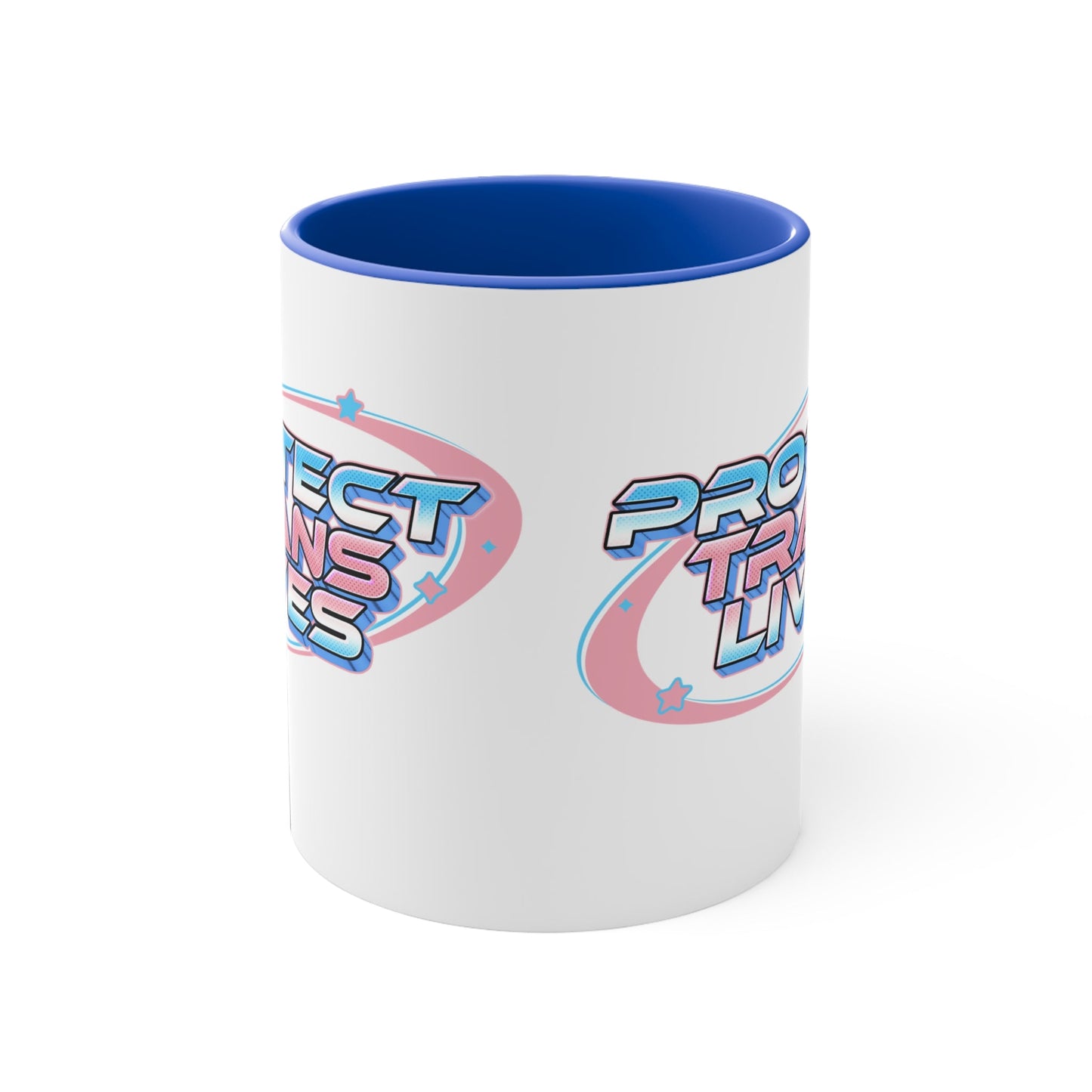 Protect Trans Lives cup - colourful accent mug