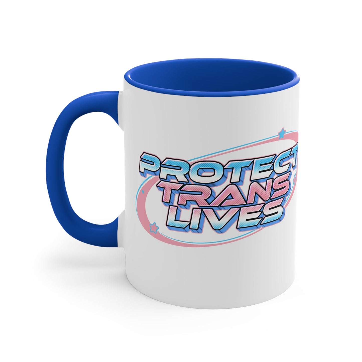 Protect Trans Lives cup - colourful accent mug
