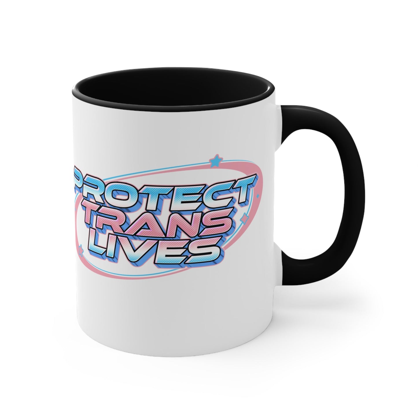 Protect Trans Lives cup - colourful accent mug