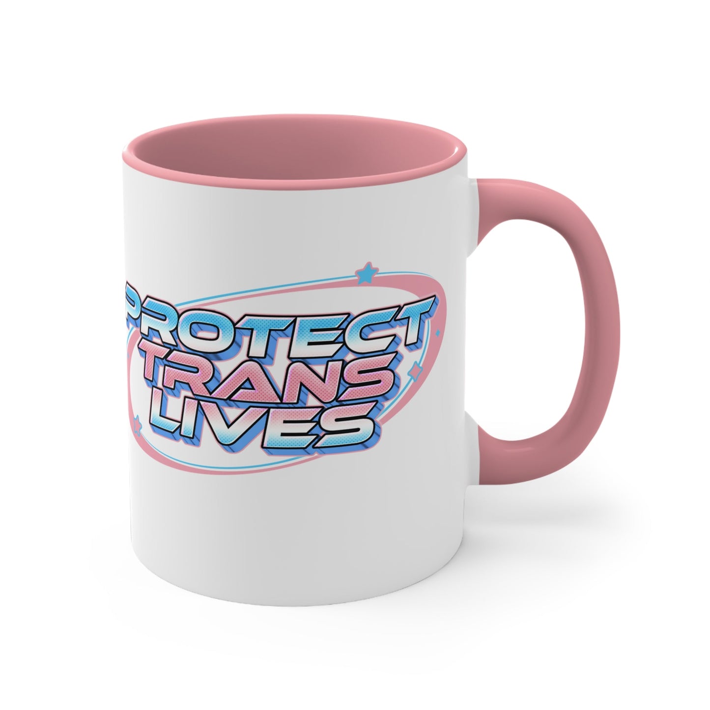 Protect Trans Lives cup - colourful accent mug