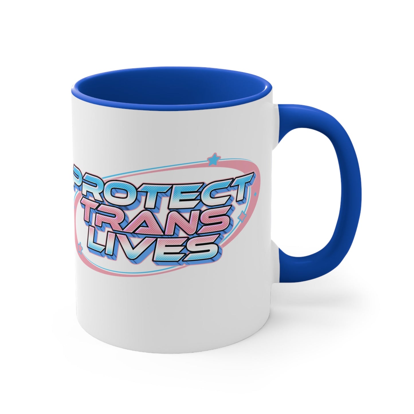 Protect Trans Lives cup - colourful accent mug