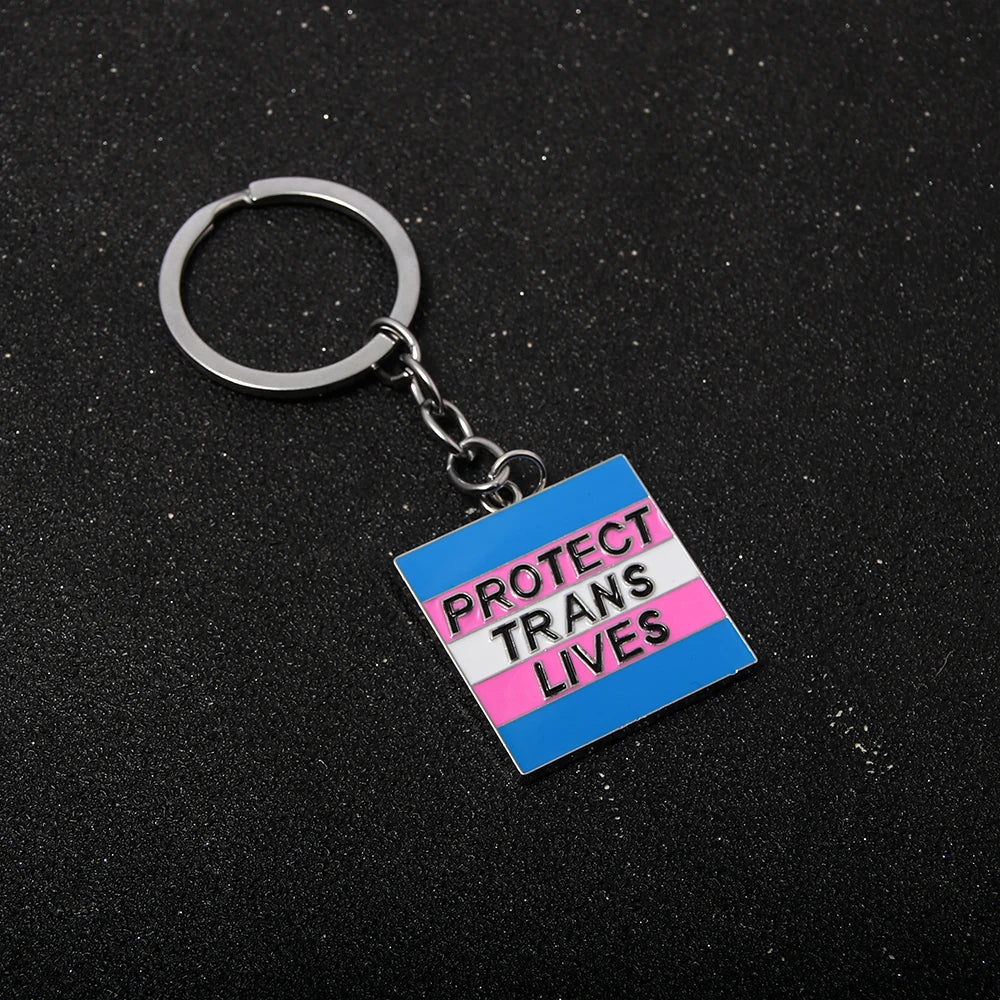Protect Trans Lives - enamel keyring