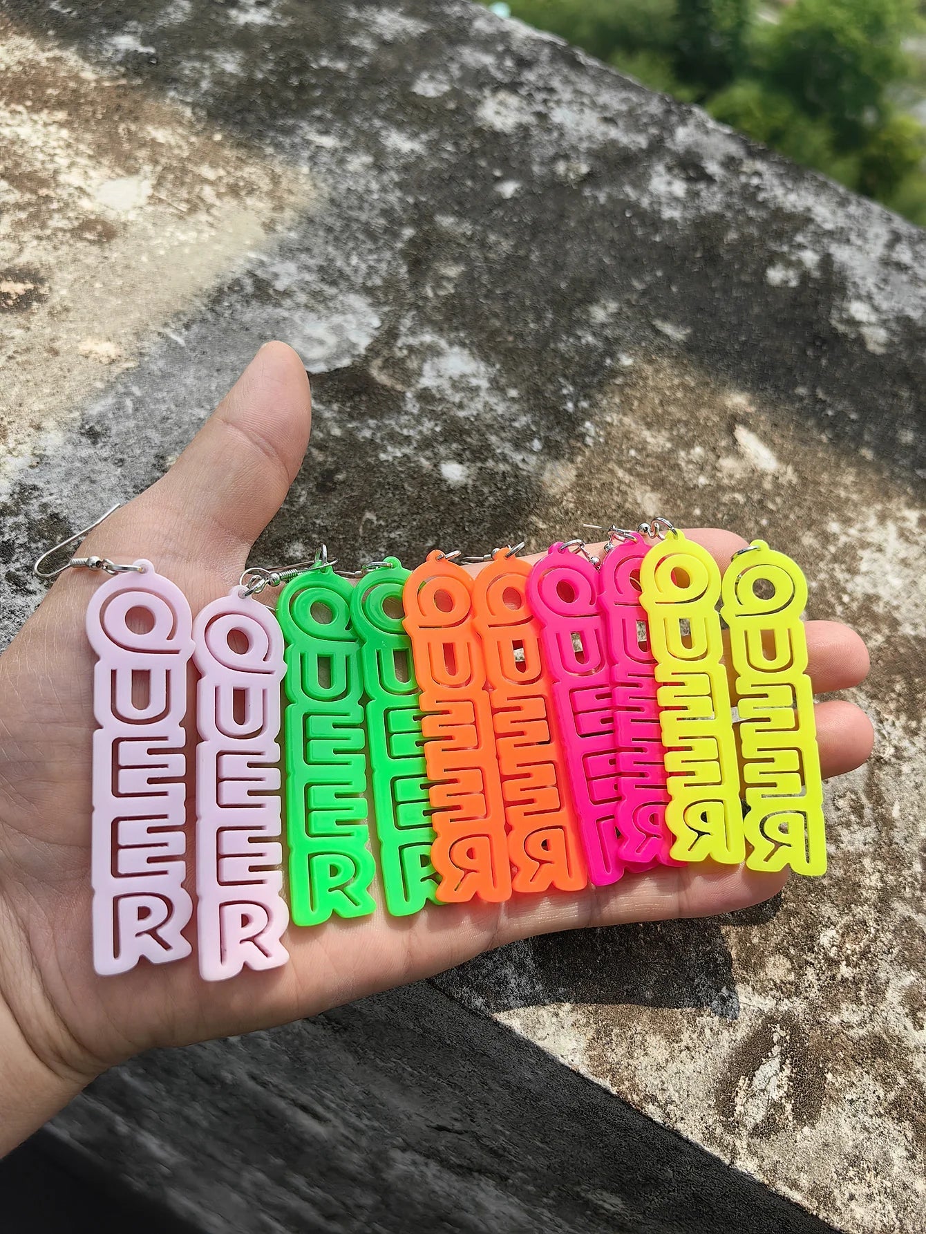QUEER neon earrings