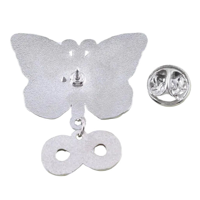 Rainbow Butterfly with Infinity Symbol Charm - neurodiversity pride enamel pin