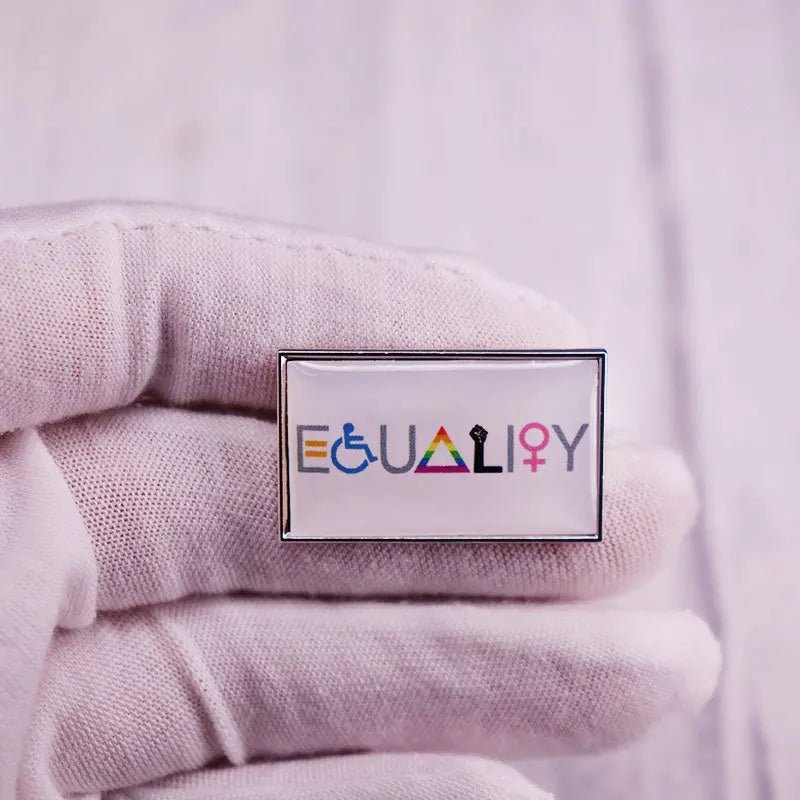 Disability pride feminist equality pin badge