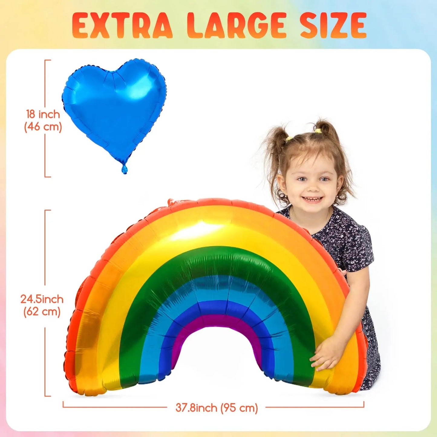 95cm x 62 cm extra large foil rainbow balloons