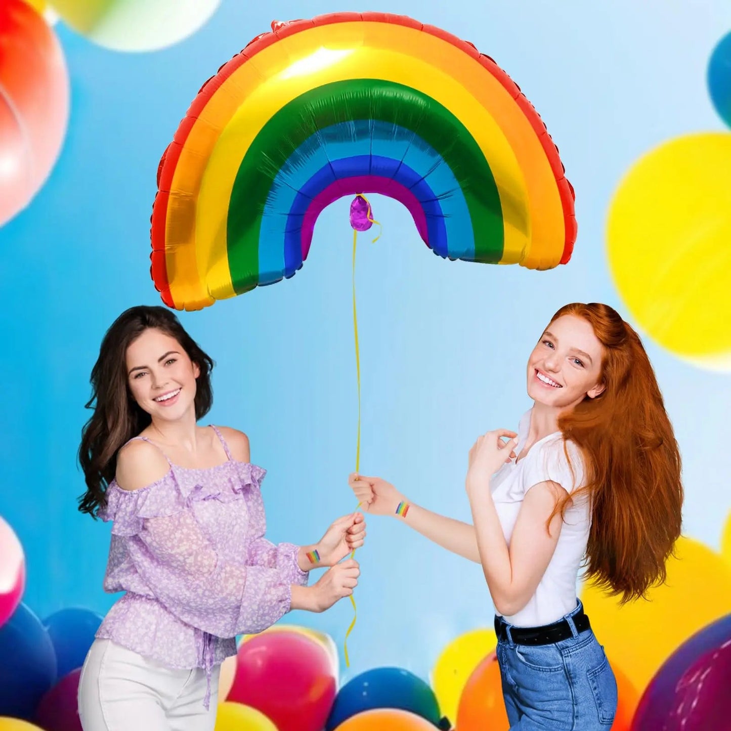Large rainbow pride balloon
