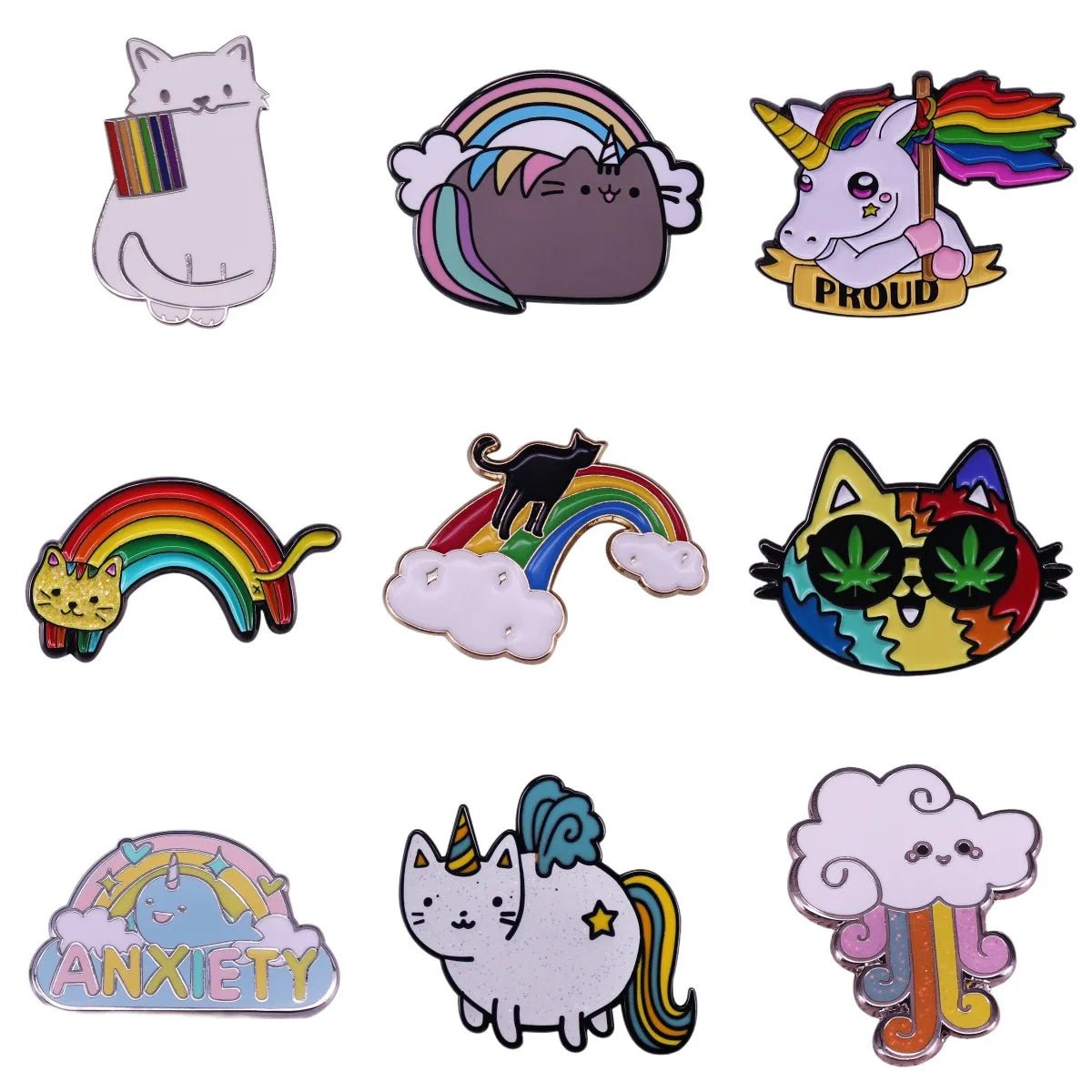LGBT rainbow pride cat badges