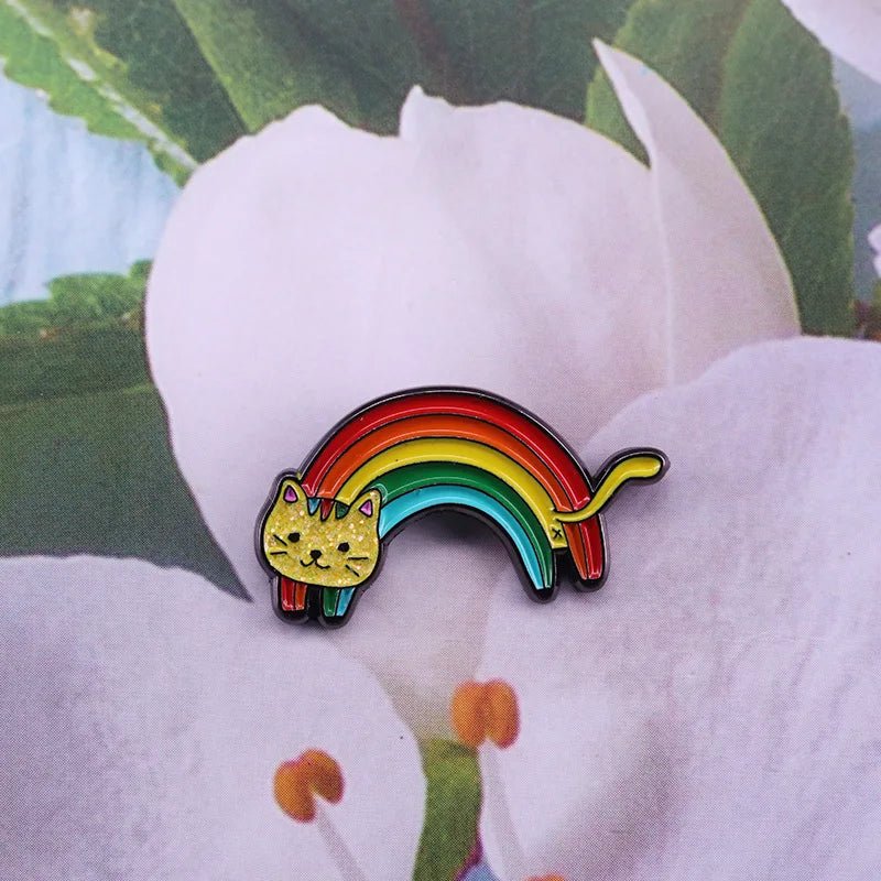 Rainbow shaped cat pin. LGBT PRIDE