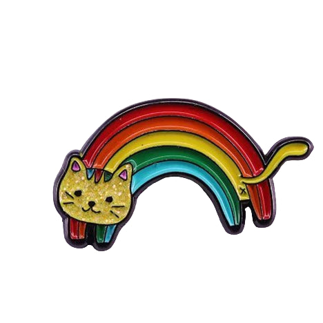 Rainbow shaped cat pin. LGBT PRIDE