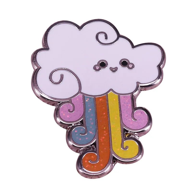 Rainbow pride cat, unicorn, clouds Enamel Pins