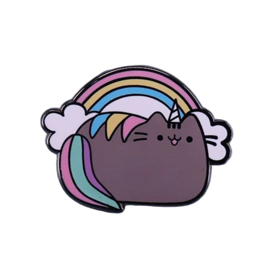 Pusheen pansexual pride rainbow cat badge