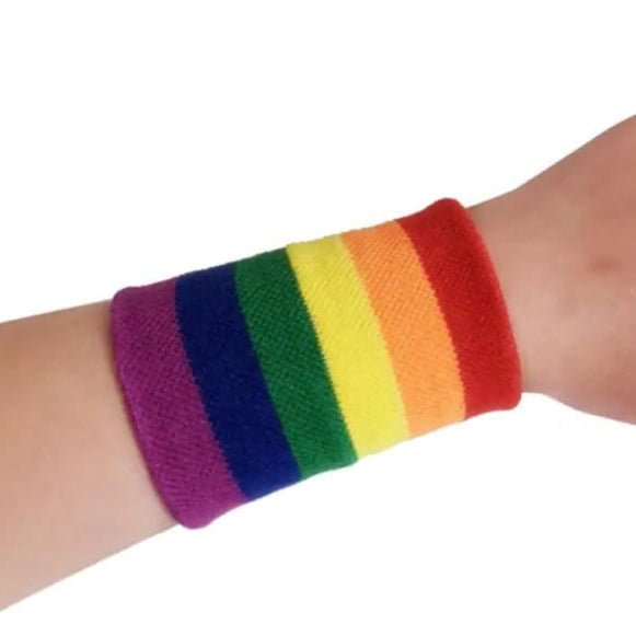 Rainbow pride flag sweatband. Pride, party, festival gay accessory. LGBTIQAP fashion