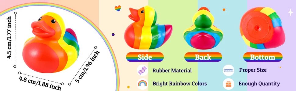 Rainbow rubber ducks 5cm