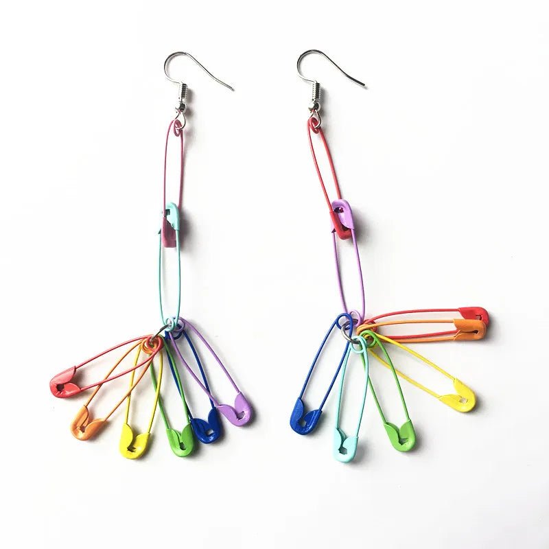 Rainbow Safety Pin Earrings - Gay SkateRainbow Safety Pin Earringsskate accessoriesGay SkateGay Skate200001034:367#short style