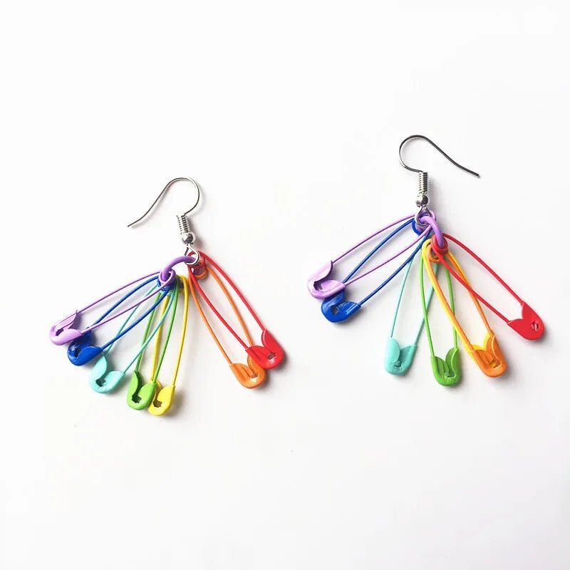 Rainbow Safety Pin Earrings - Gay SkateRainbow Safety Pin Earringsskate accessoriesGay SkateGay Skate200001034:367#short style