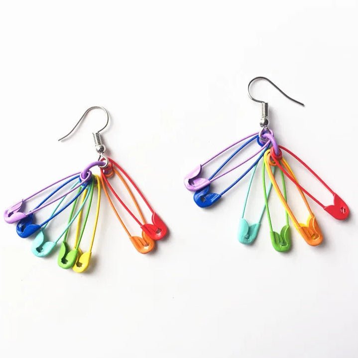 Rainbow Safety Pin Earrings - Gay SkateRainbow Safety Pin Earringsskate accessoriesGay SkateGay Skate200001034:367#short style