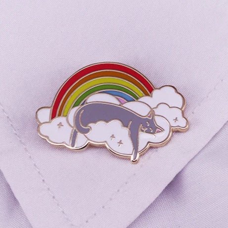 Rainbow Sleepy Cat - enamel pride pin