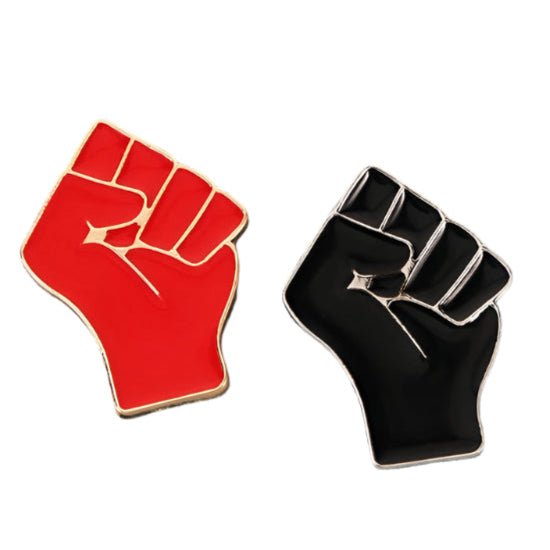 Red fist and Black Solidarity Fist pin