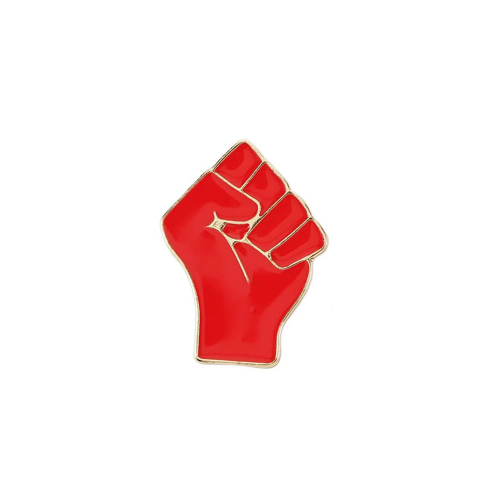 Red or Black raised fist - solidarity enamel pin
