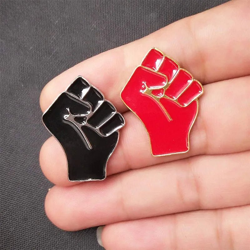 Red or Black raised fist - solidarity enamel pin