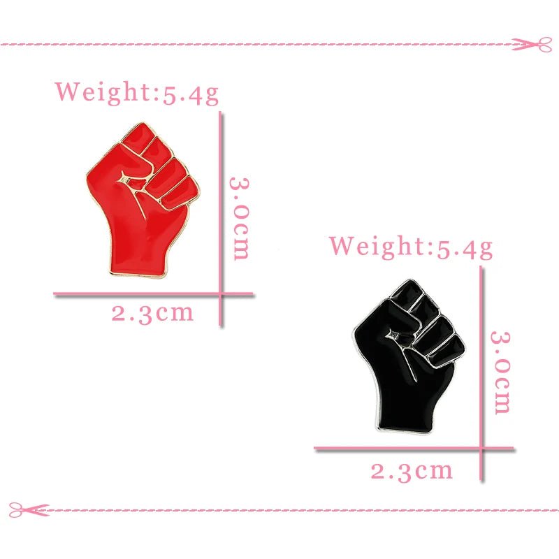 Red or Black raised fist - solidarity enamel pin