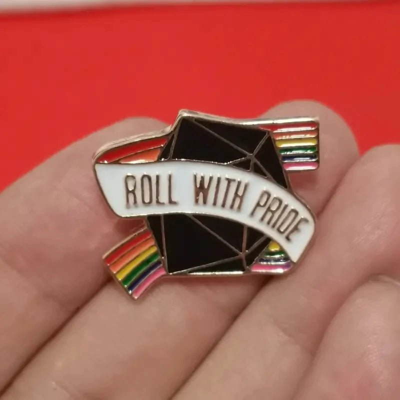 Roll With Pride Dungeons Dragons Rainbow Dice enamel pin