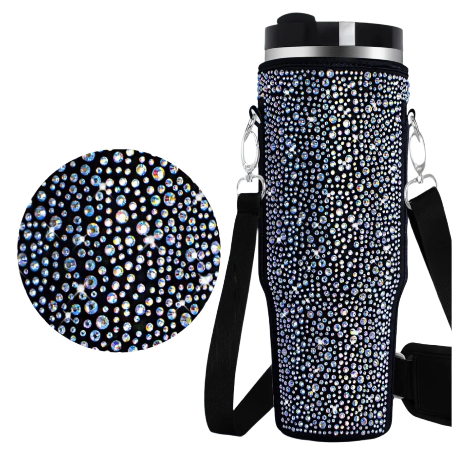 Black and Silver Shiny Bling CupSleeve for 40oz Stanley Cup - Gay SkateShiny Diamante Sleeve for 40oz Stanley Cupskate accessoriesGay SkateGay Skate14:200661016#Black