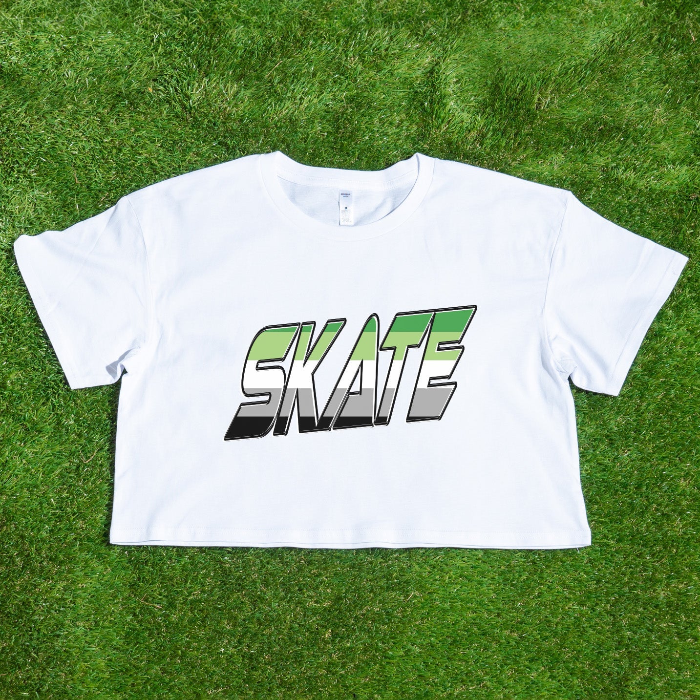 SKATE Aromantic pride flag - locally printed crop tee - Gay SkateSKATE Aromantic pride flag - locally printed crop teeT-ShirtGay SkateGay Skate
