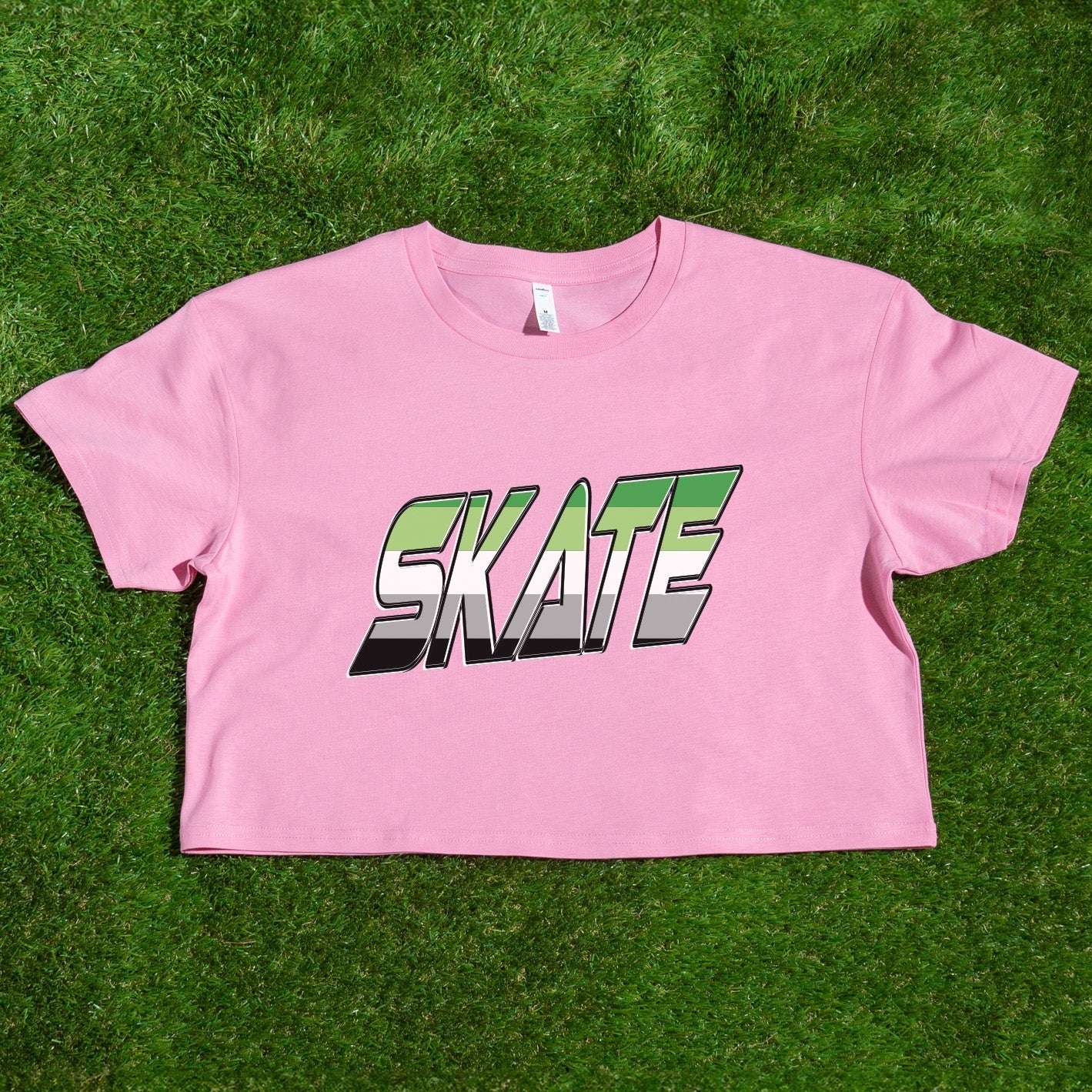 SKATE Aromantic pride flag - locally printed crop tee - Gay SkateSKATE Aromantic pride flag - locally printed crop teeT-ShirtGay SkateGay Skate