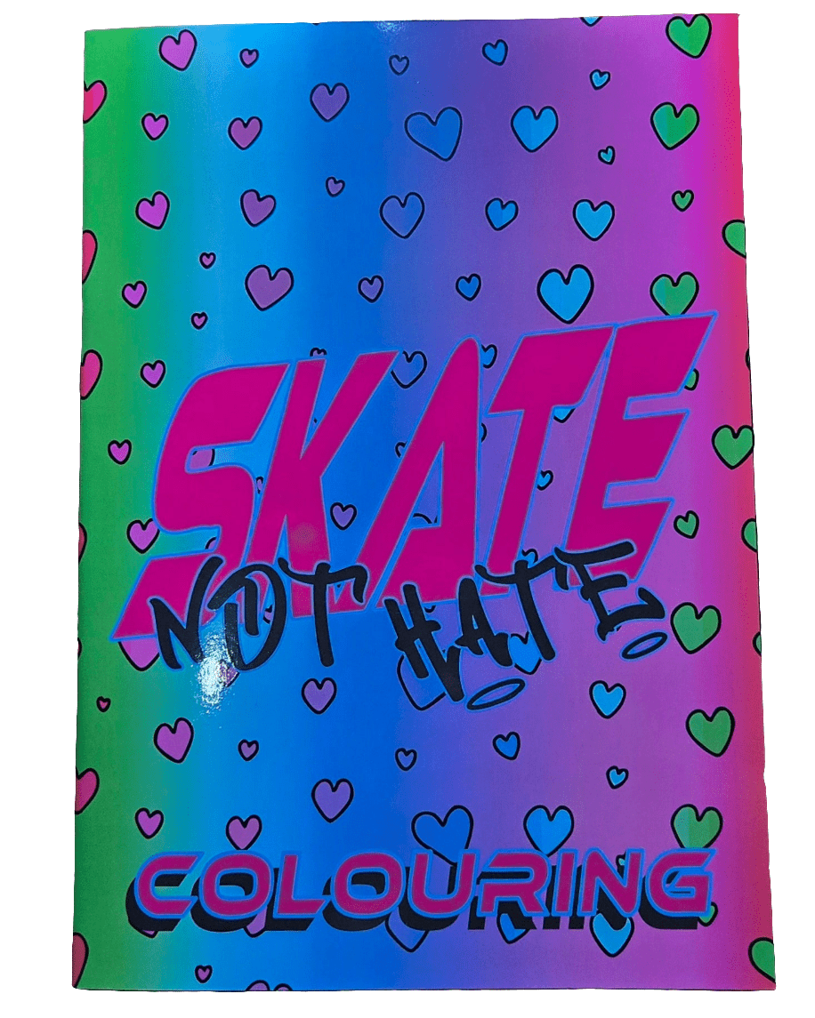 Skate Not Hate colouring book cover
