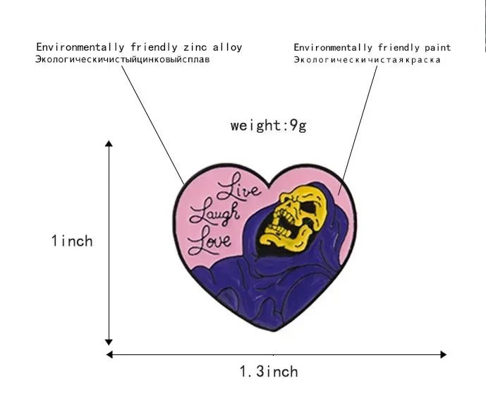 Skeletor Live Laugh Love - enamel pin
