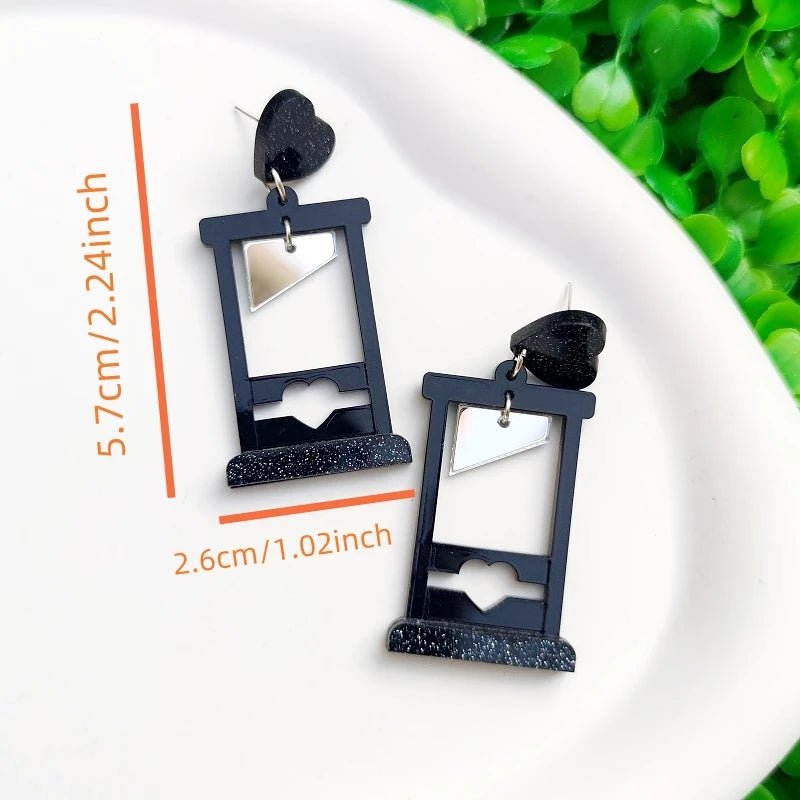 Sparkle and love heart Guillotine - acrylic drop earrings