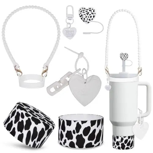 Stanely Cup Bling Accessory Set - diamante pink, black and white