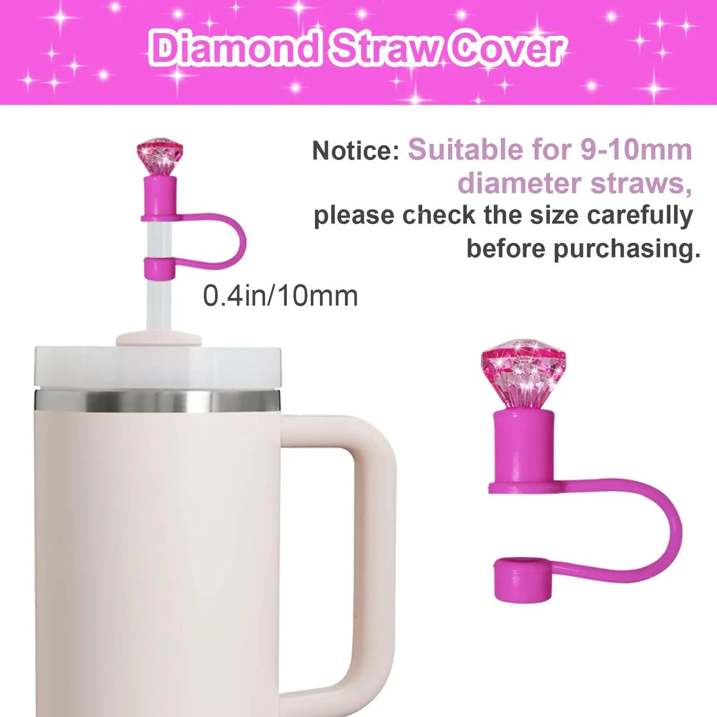 Stanely Cup Bling Accessory Set - diamante pink, black and white