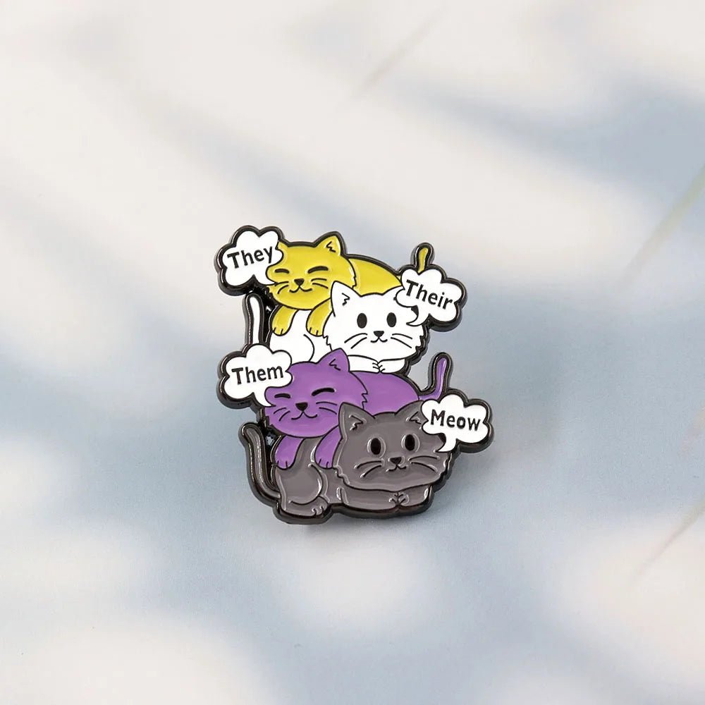 They Them Their Meow - Non-Binary Cats enamel pin
